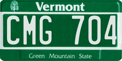 VT license plate CMG704