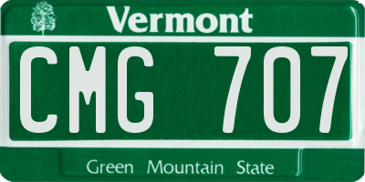 VT license plate CMG707
