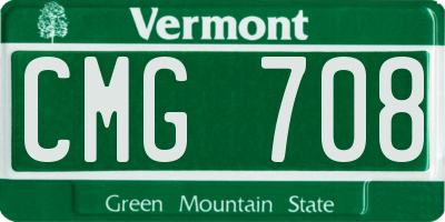 VT license plate CMG708