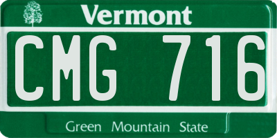 VT license plate CMG716