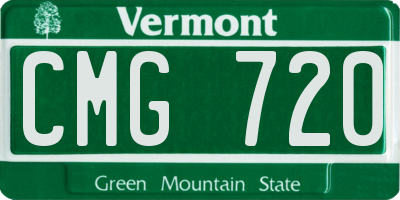 VT license plate CMG720