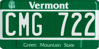 VT license plate CMG722