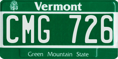 VT license plate CMG726