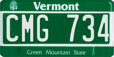 VT license plate CMG734