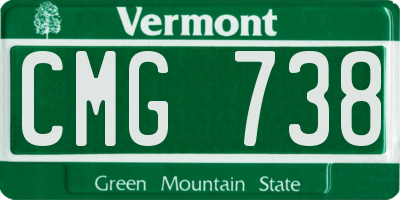VT license plate CMG738