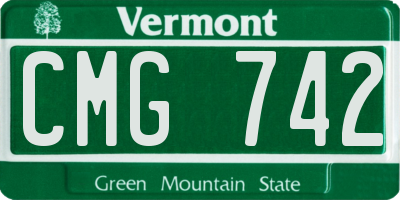 VT license plate CMG742