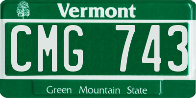 VT license plate CMG743