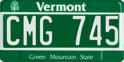 VT license plate CMG745