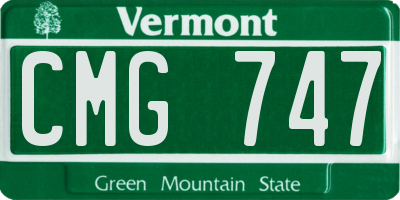 VT license plate CMG747