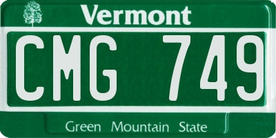 VT license plate CMG749