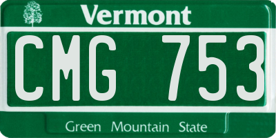 VT license plate CMG753