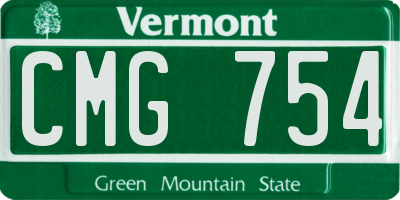 VT license plate CMG754