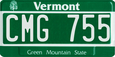 VT license plate CMG755