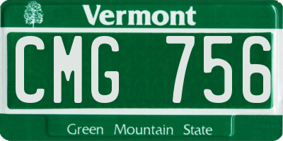 VT license plate CMG756