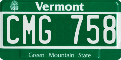 VT license plate CMG758