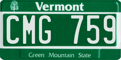 VT license plate CMG759