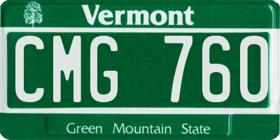 VT license plate CMG760