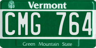VT license plate CMG764