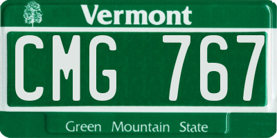 VT license plate CMG767