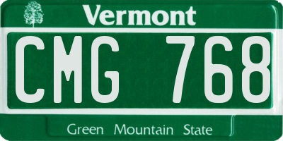 VT license plate CMG768
