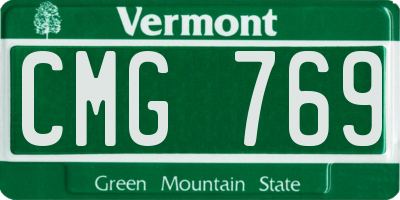 VT license plate CMG769