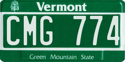 VT license plate CMG774