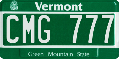 VT license plate CMG777