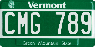 VT license plate CMG789