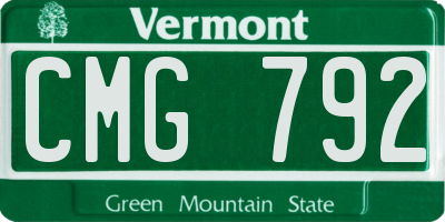 VT license plate CMG792
