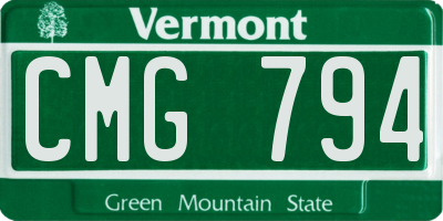 VT license plate CMG794