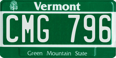 VT license plate CMG796