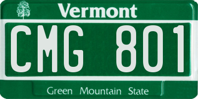 VT license plate CMG801