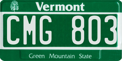 VT license plate CMG803