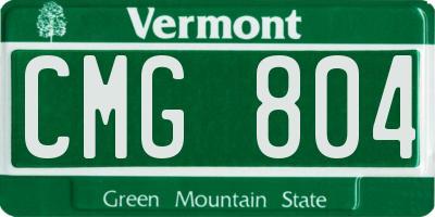 VT license plate CMG804