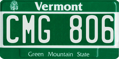 VT license plate CMG806
