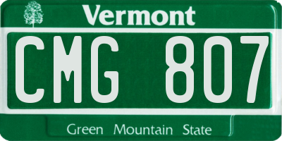 VT license plate CMG807
