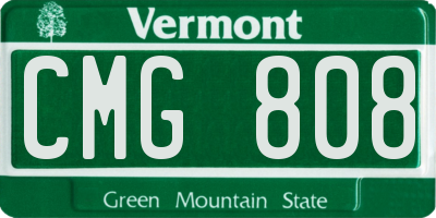 VT license plate CMG808