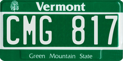 VT license plate CMG817
