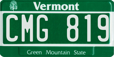 VT license plate CMG819