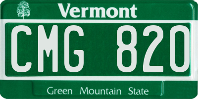 VT license plate CMG820