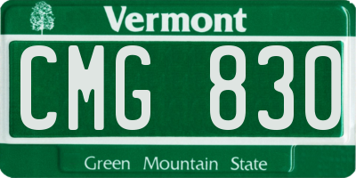 VT license plate CMG830