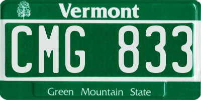 VT license plate CMG833