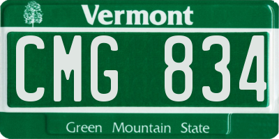 VT license plate CMG834