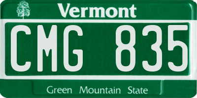 VT license plate CMG835