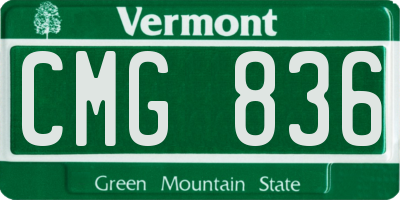 VT license plate CMG836