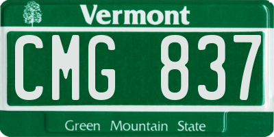 VT license plate CMG837