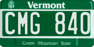 VT license plate CMG840