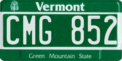 VT license plate CMG852