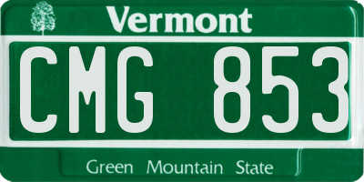 VT license plate CMG853
