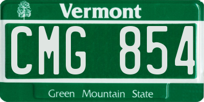 VT license plate CMG854